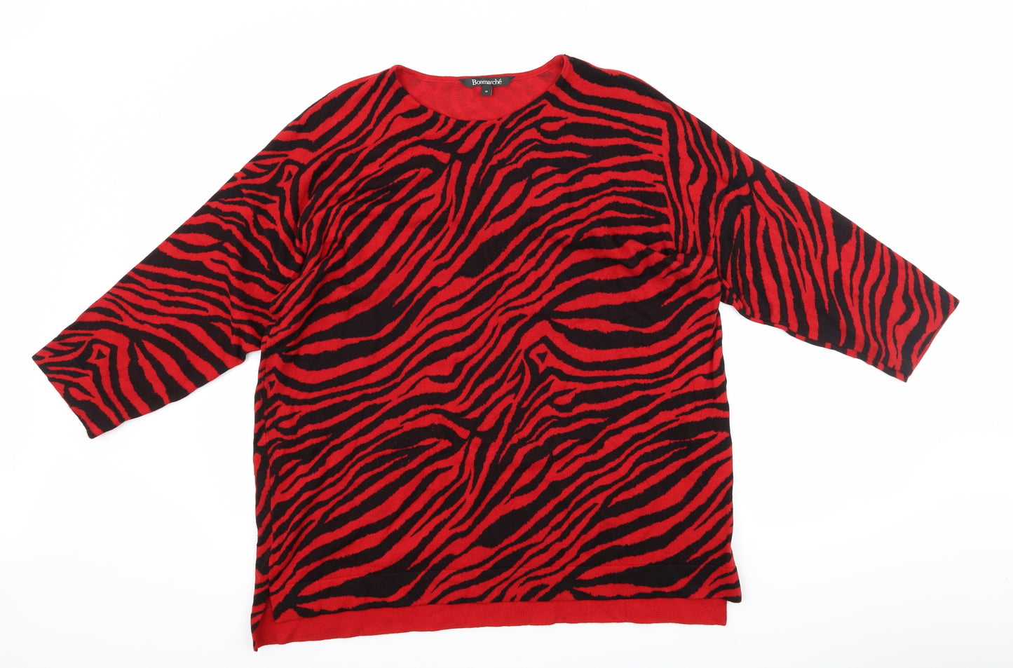 Bonmarché Womens Red Animal Print  Pullover Jumper Size 18