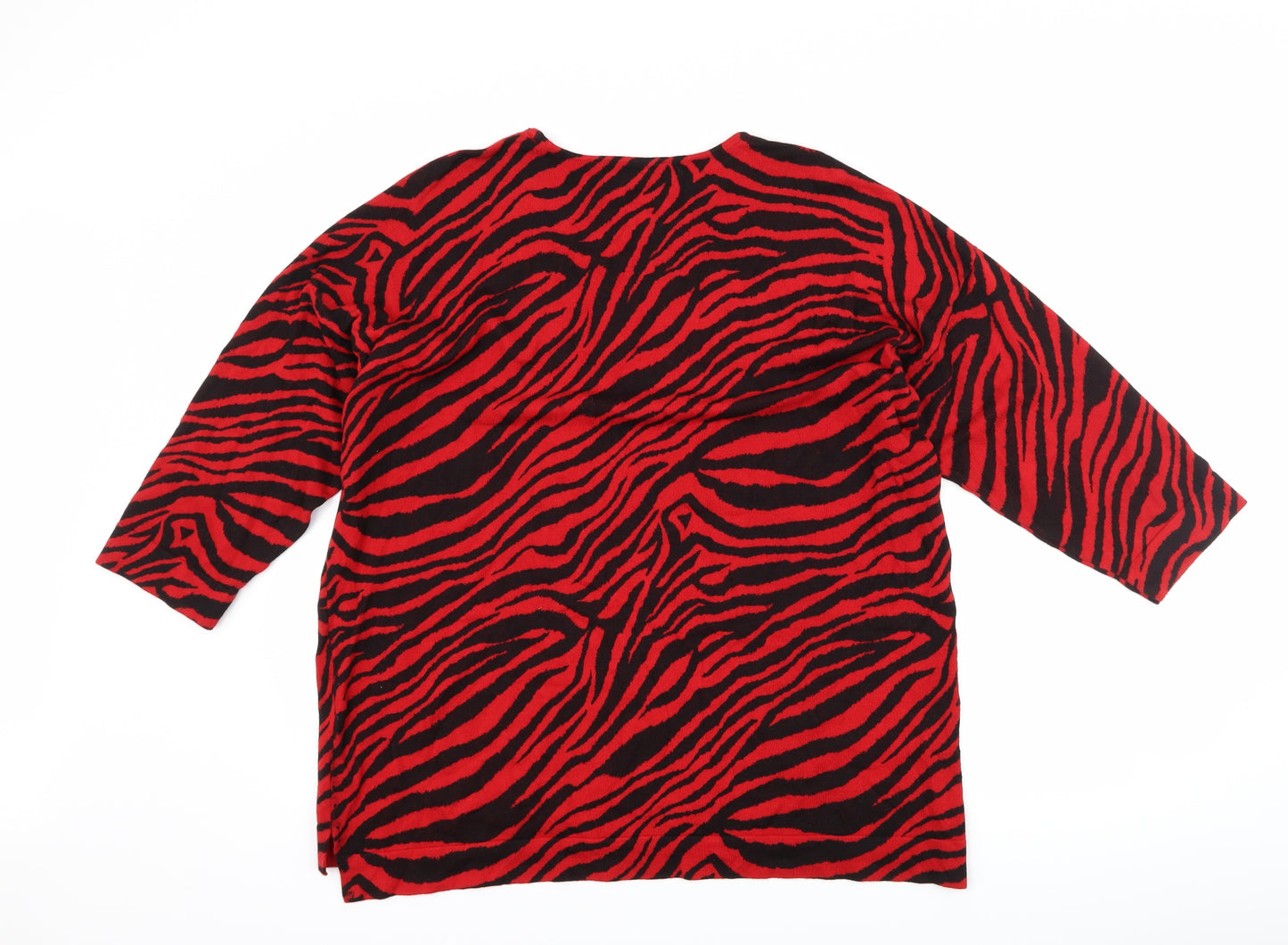 Bonmarché Womens Red Animal Print  Pullover Jumper Size 18