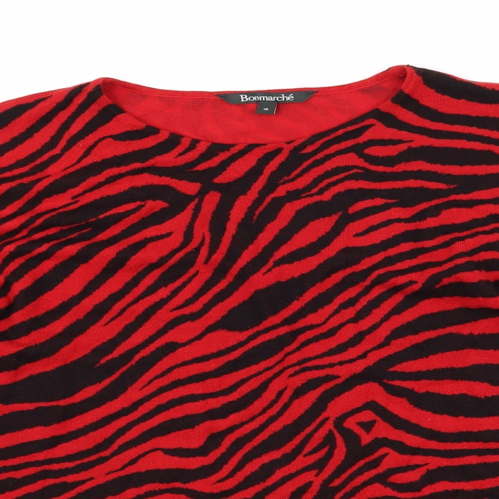 Bonmarché Womens Red Animal Print  Pullover Jumper Size 18