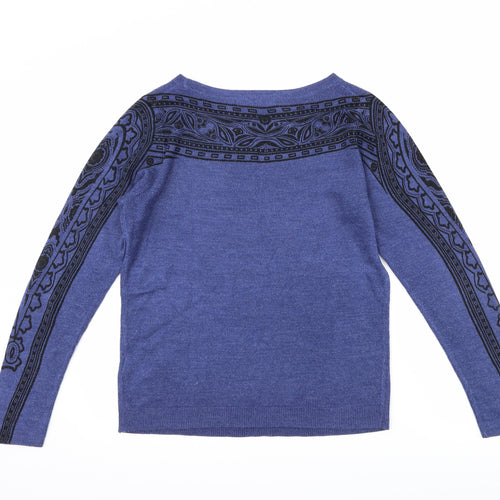 Marks and Spencer Womens Blue Geometric  Pullover Jumper Size 10