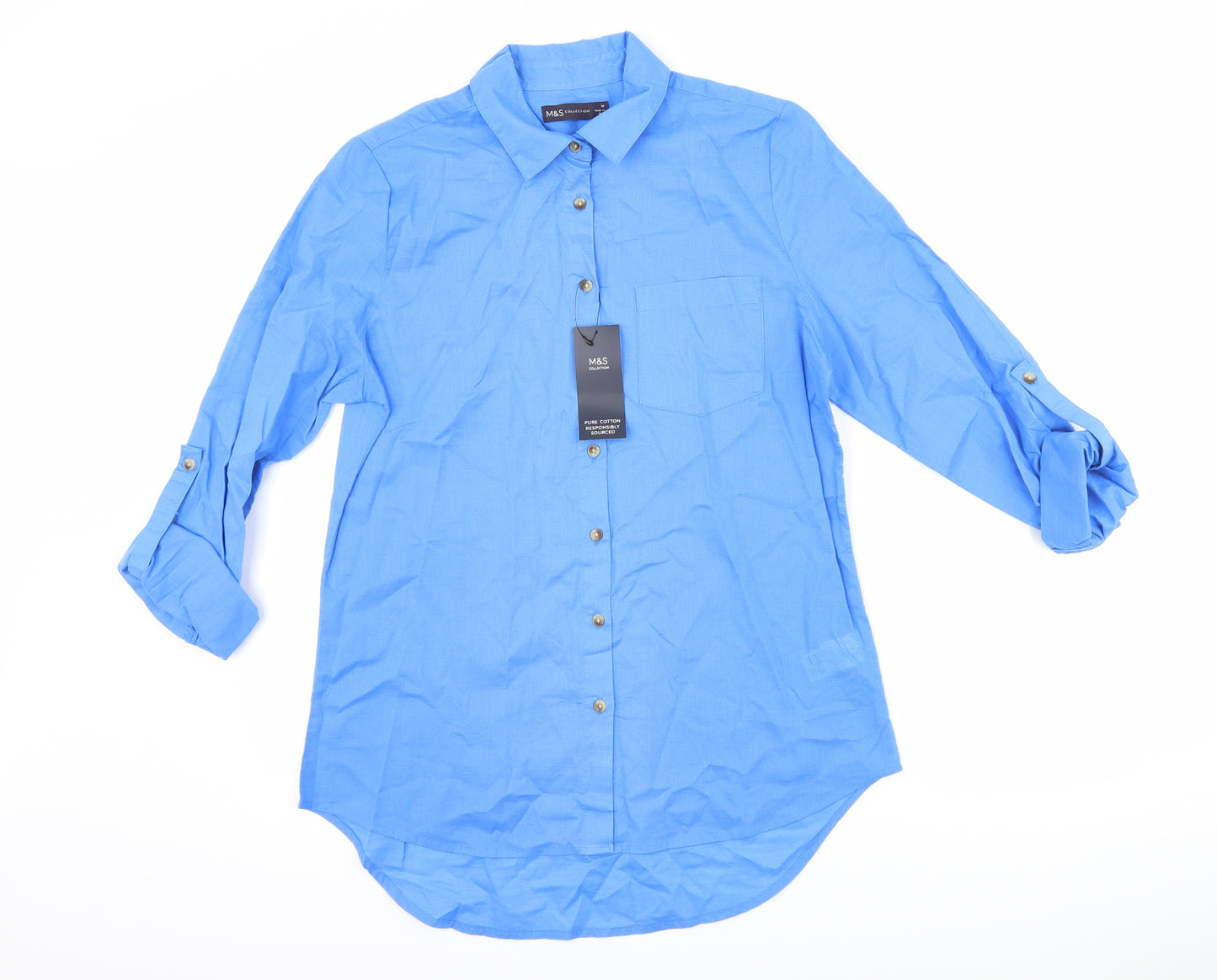 Marks and Spencer Womens Blue   Basic Button-Up Size 10