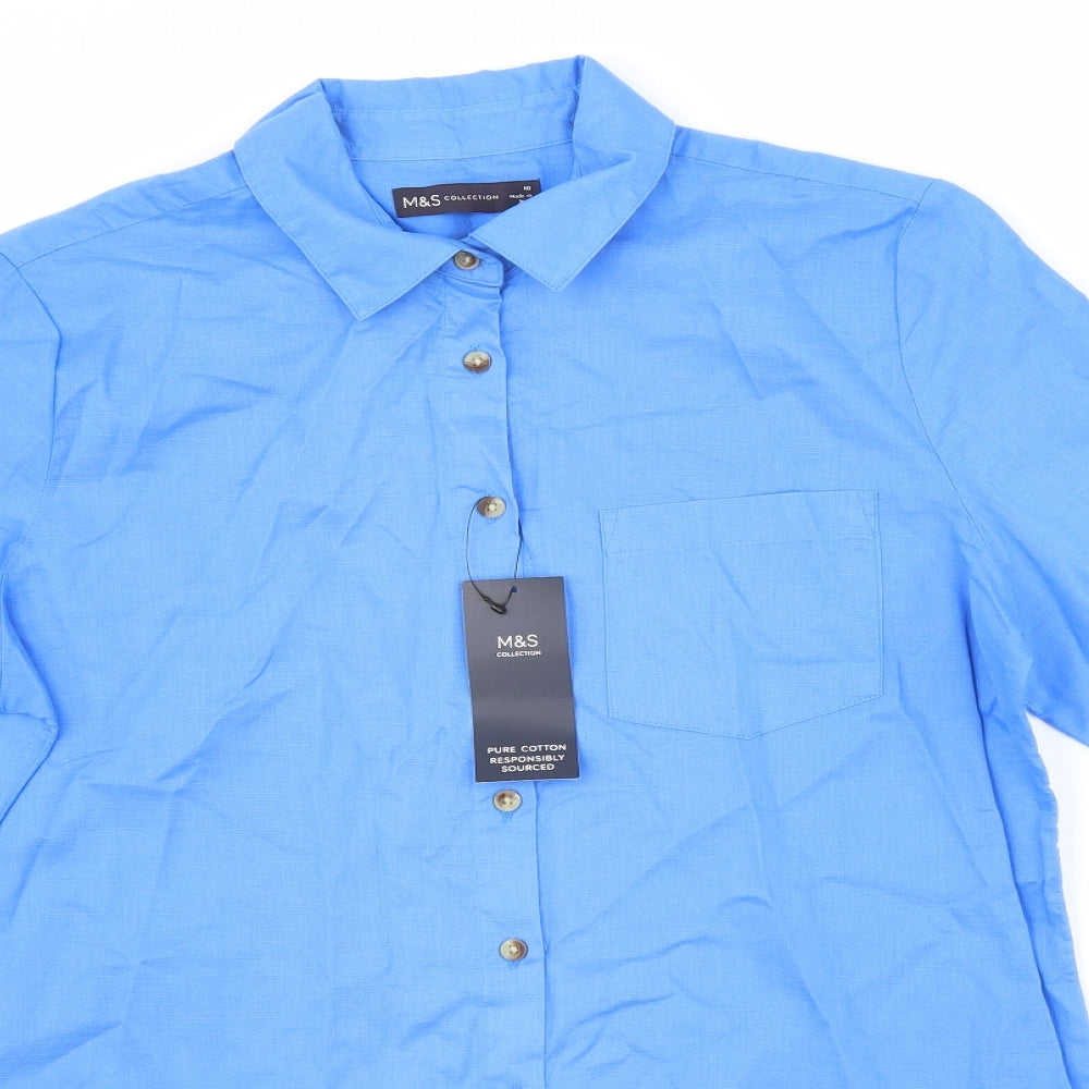 Marks and Spencer Womens Blue   Basic Button-Up Size 10