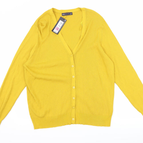Marks and Spencer Womens Yellow   Cardigan Jumper Size 22