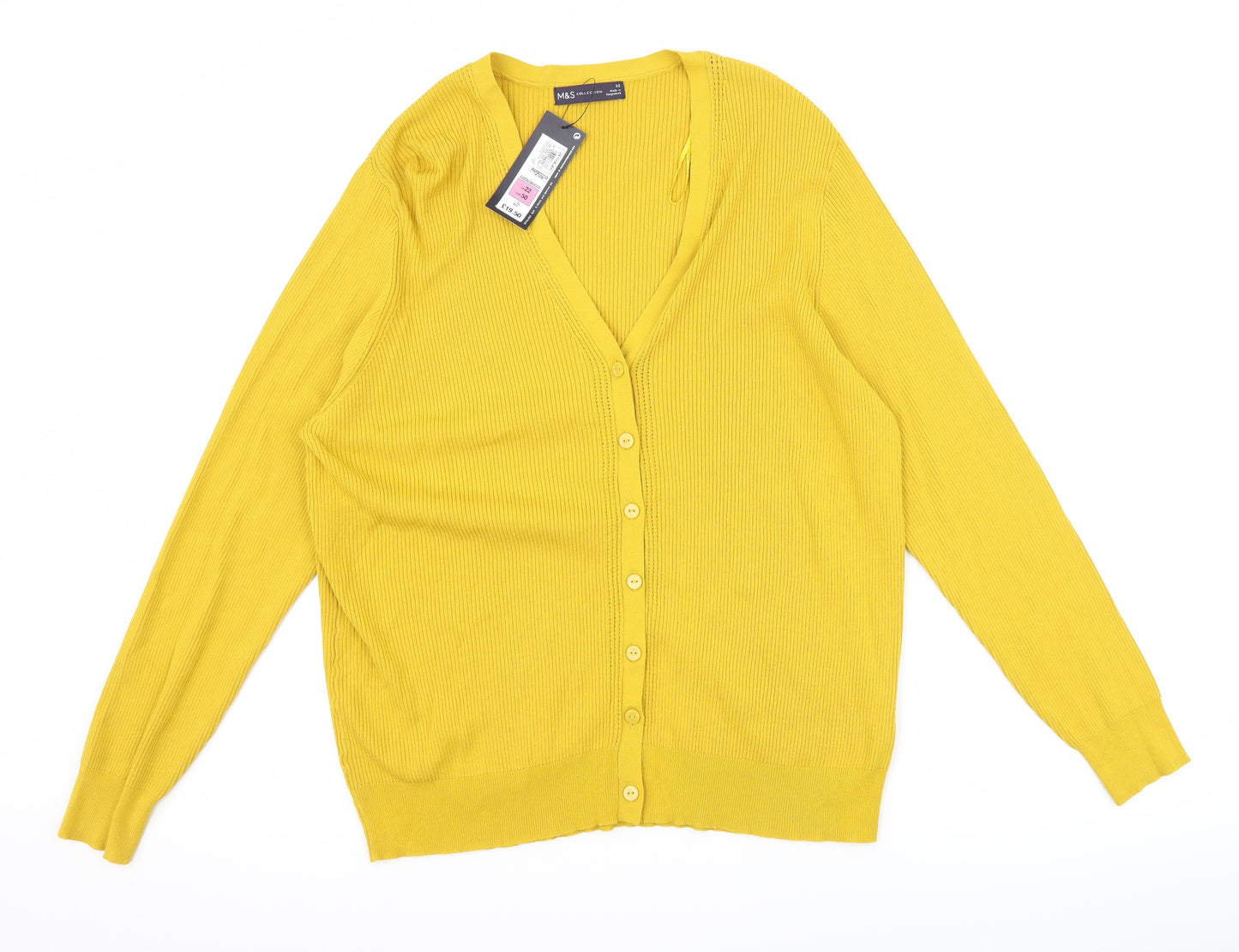 Marks and Spencer Womens Yellow   Cardigan Jumper Size 22