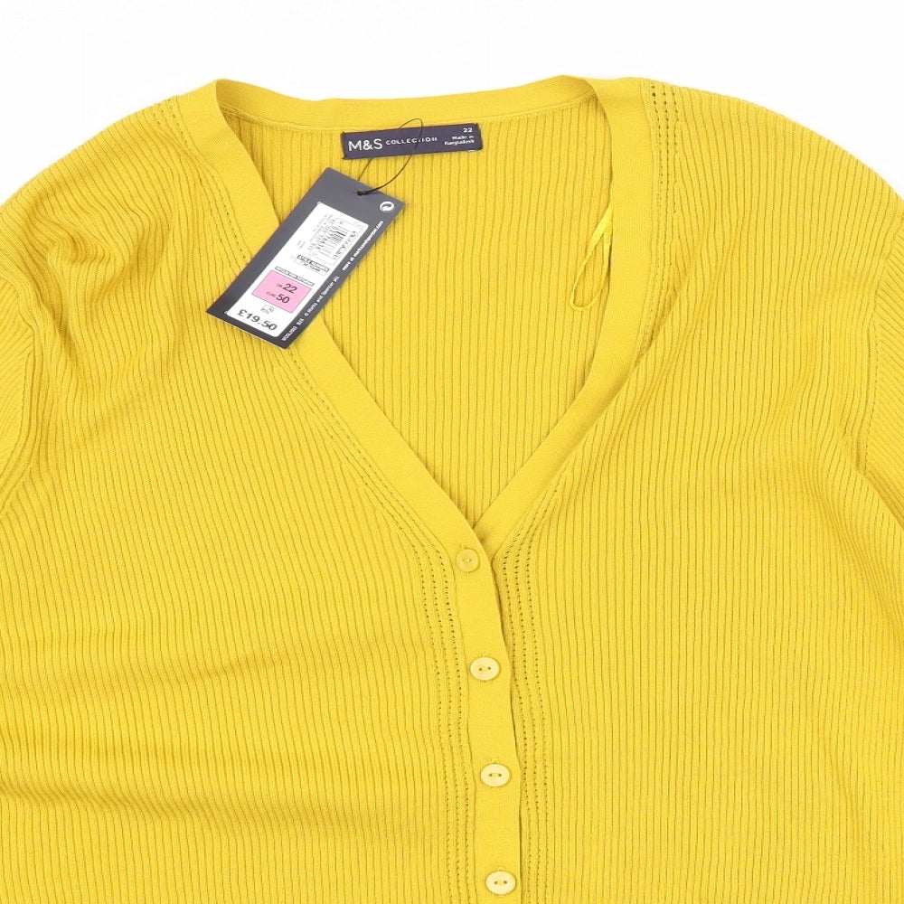 Marks and Spencer Womens Yellow   Cardigan Jumper Size 22