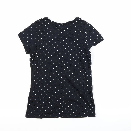 Primark Girls Black Polka Dot  Basic T-Shirt Size 9-10 Years  - slogan