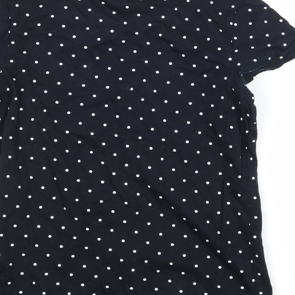 Primark Girls Black Polka Dot  Basic T-Shirt Size 9-10 Years  - slogan