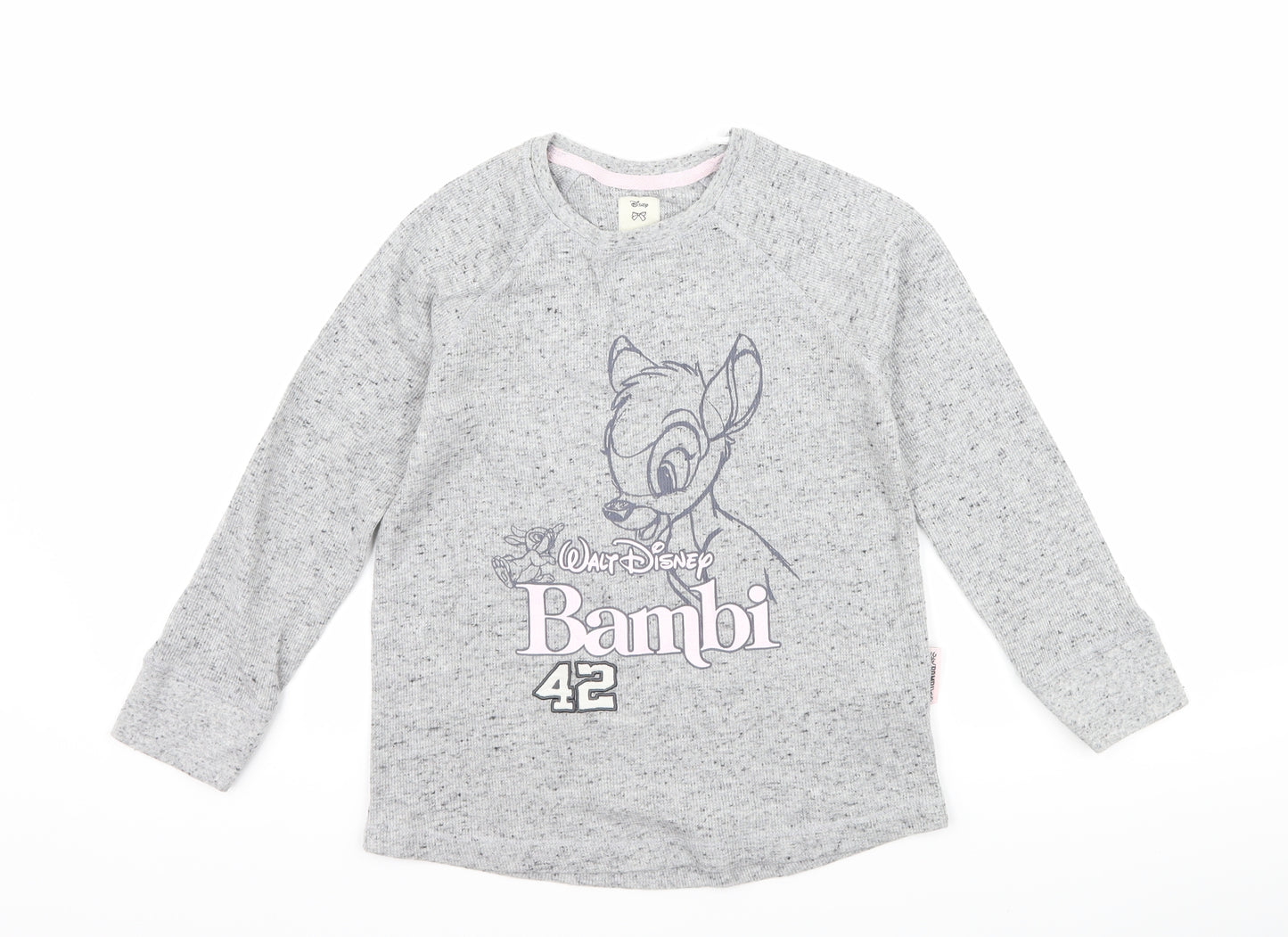 Primark Girls Grey   Basic T-Shirt Size 8-9 Years  - Disney Bambi