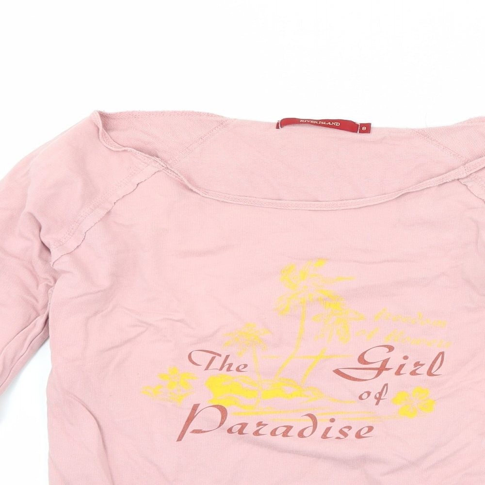 River Island Womens Pink   Pullover Sweatshirt Size 8  - graphic