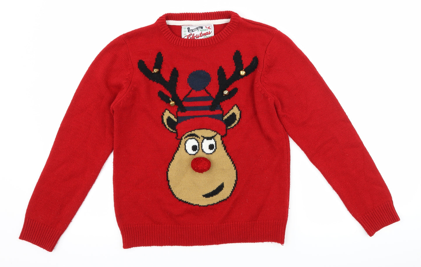 Primark Boys Red   Pullover Jumper Size 10-11 Years  - Reindeer Christmas