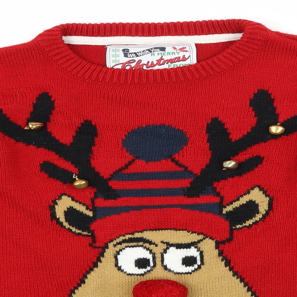 Primark Boys Red   Pullover Jumper Size 10-11 Years  - Reindeer Christmas
