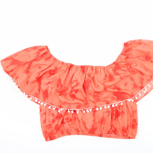 Boohoo Womens Red   Cropped T-Shirt Size 14