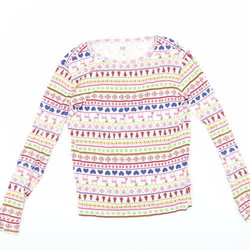 Gap Girls White Geometric  Top Pyjama Top Size 14 Years  - Christmas