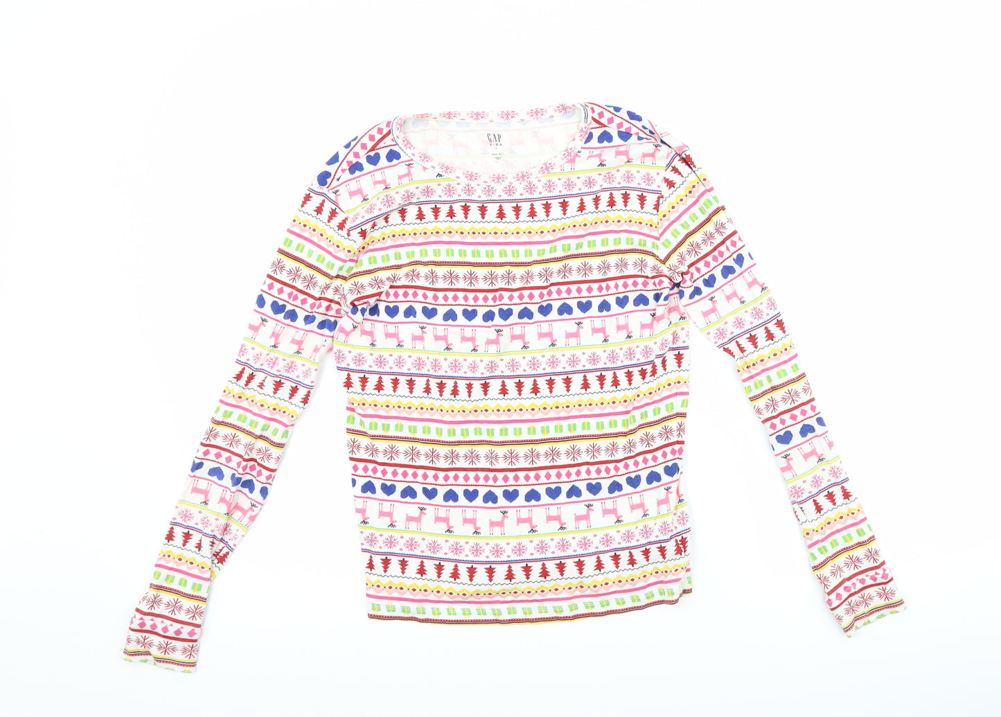 Gap Girls White Geometric  Top Pyjama Top Size 14 Years  - Christmas