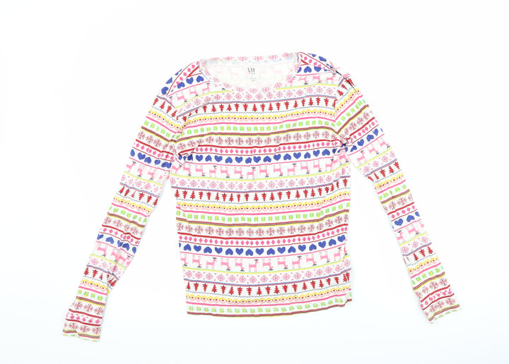 Gap Girls White Geometric  Top Pyjama Top Size 14 Years  - Christmas
