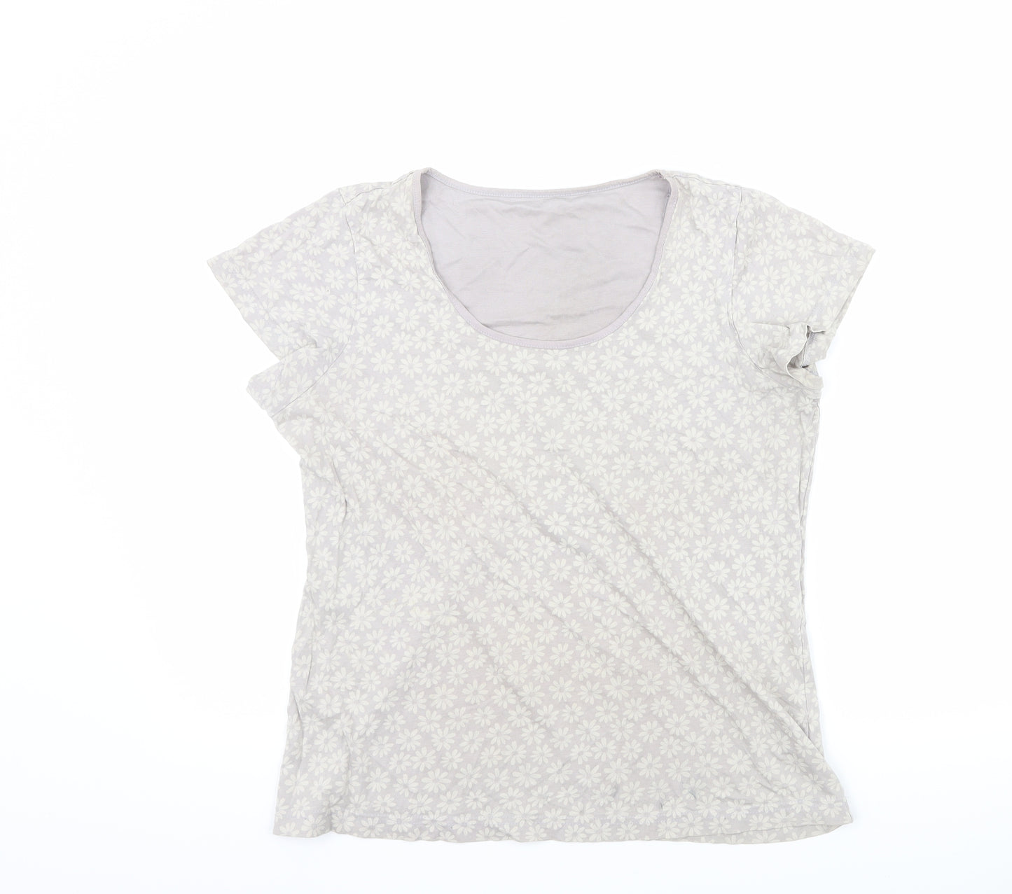 Marks and Spencer Womens Grey Floral  Basic T-Shirt Size 12