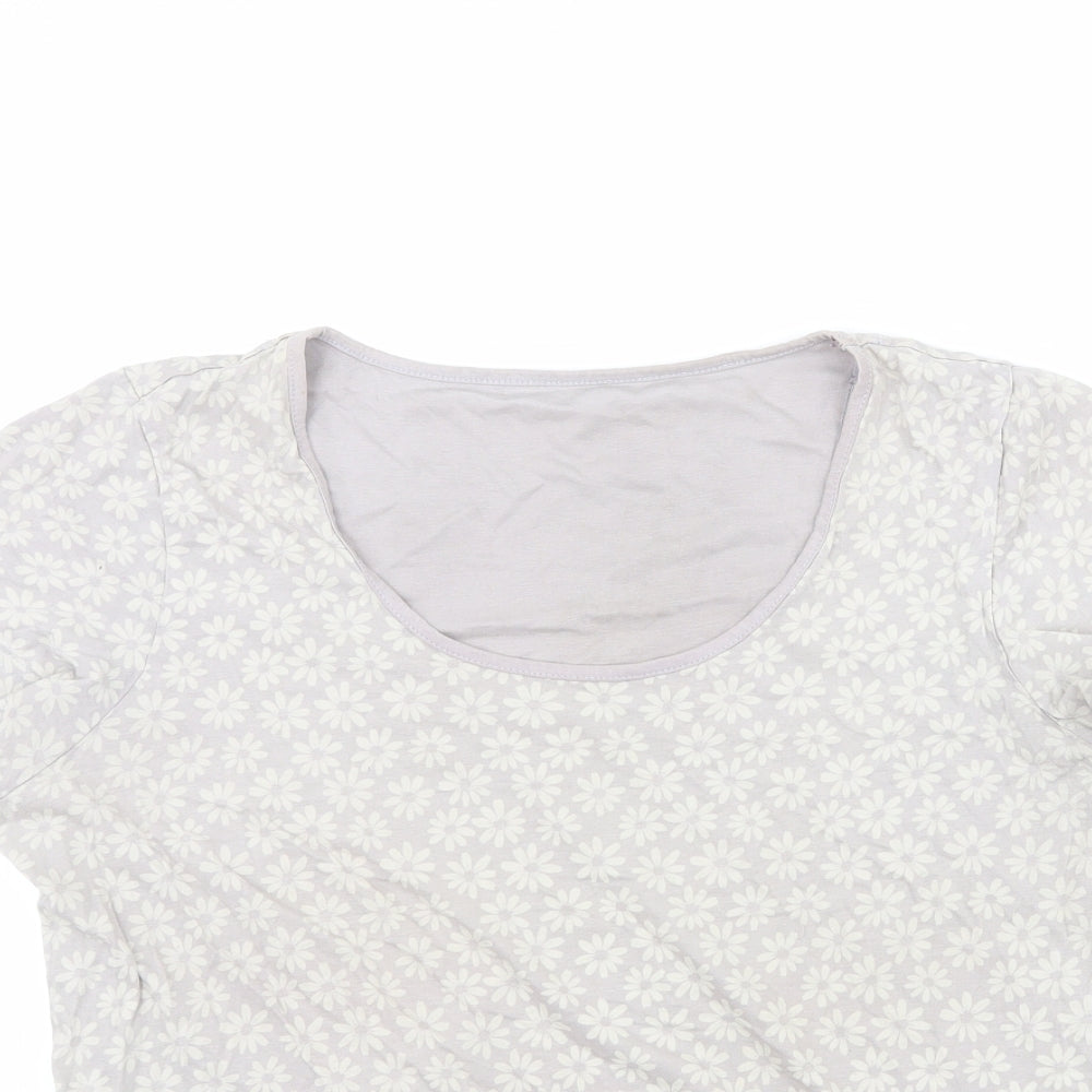 Marks and Spencer Womens Grey Floral  Basic T-Shirt Size 12
