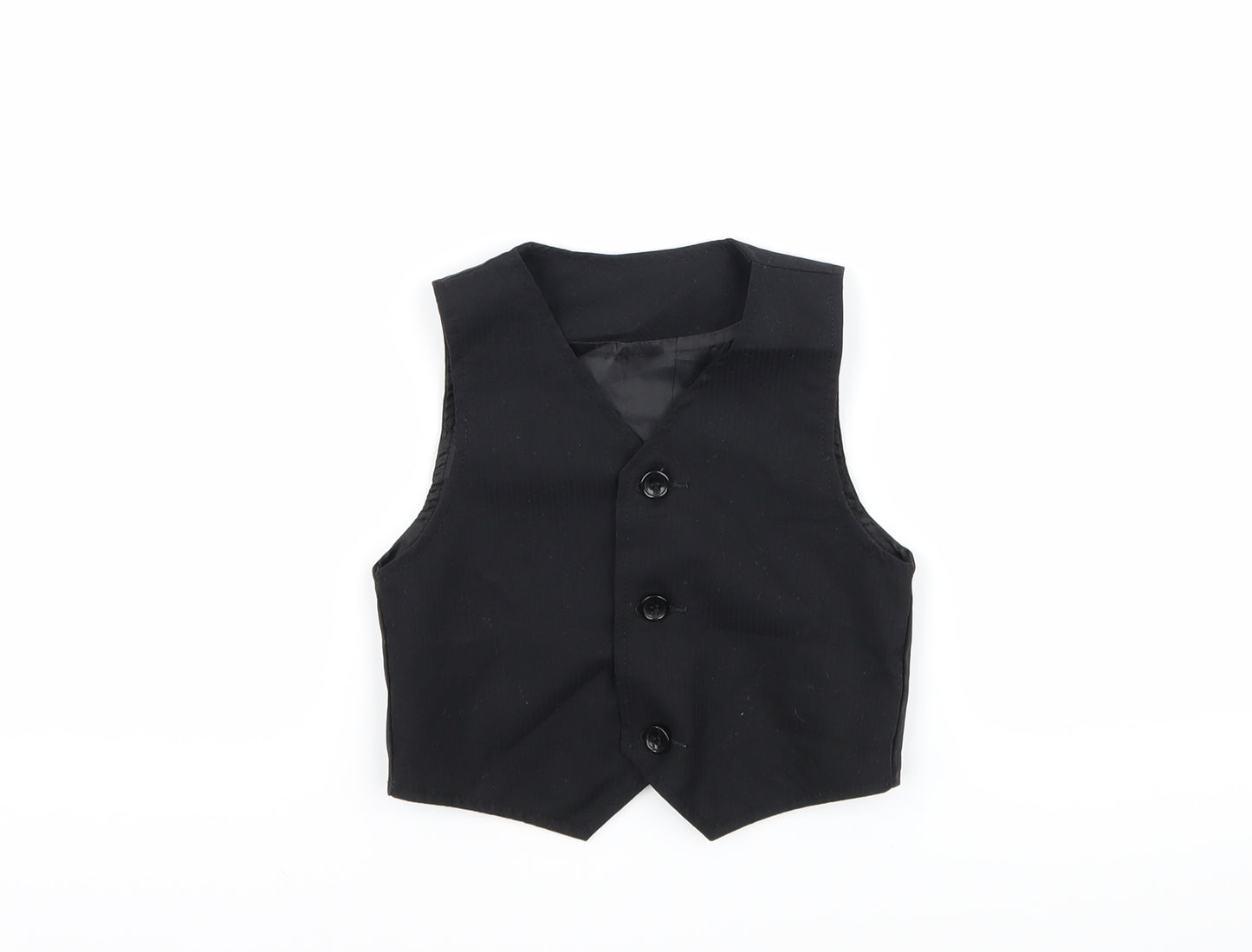 Preworn Boys Black   Jacket Waistcoat Size 12 Months