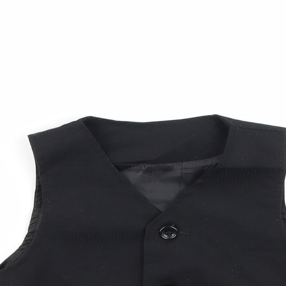Preworn Boys Black   Jacket Waistcoat Size 12 Months