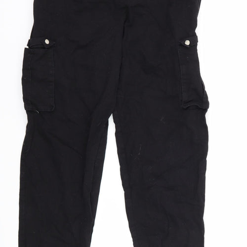 PRETTYLITTLETHING Womens Black   Cargo Trousers Size 10 L27 in