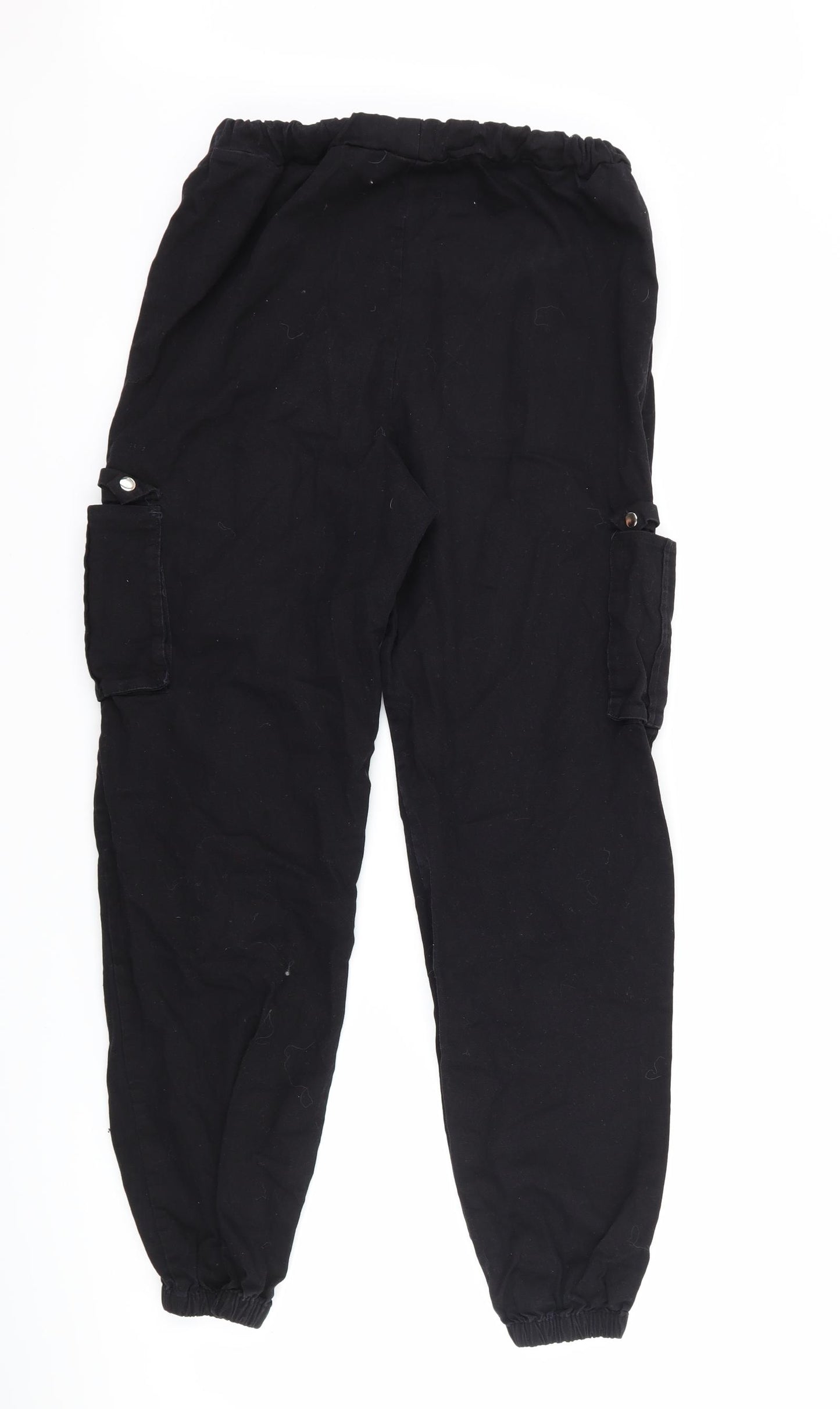 PRETTYLITTLETHING Womens Black   Cargo Trousers Size 10 L27 in