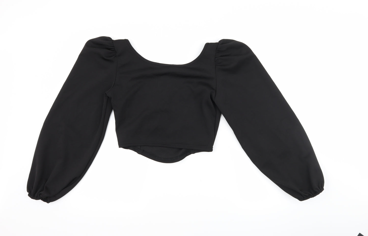 PRETTYLITTLETHING Womens Black   Cropped T-Shirt Size 12