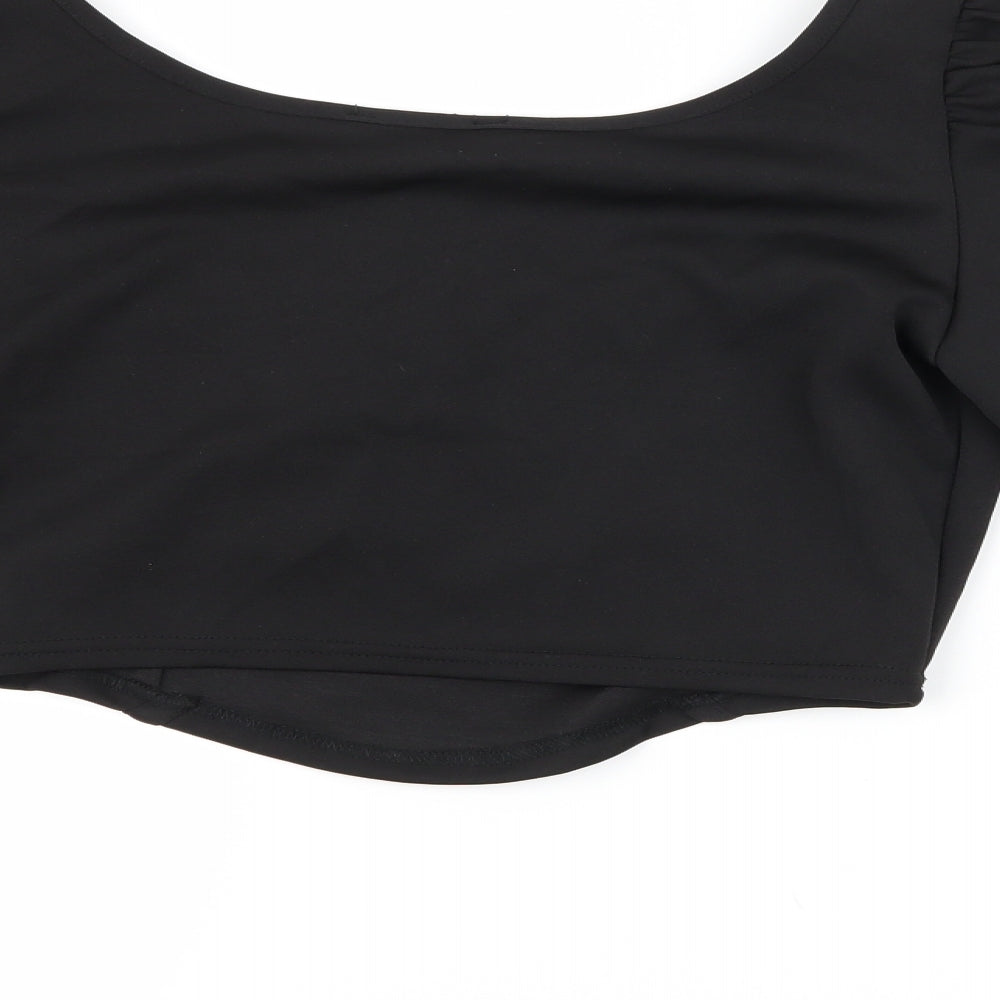 PRETTYLITTLETHING Womens Black   Cropped T-Shirt Size 12