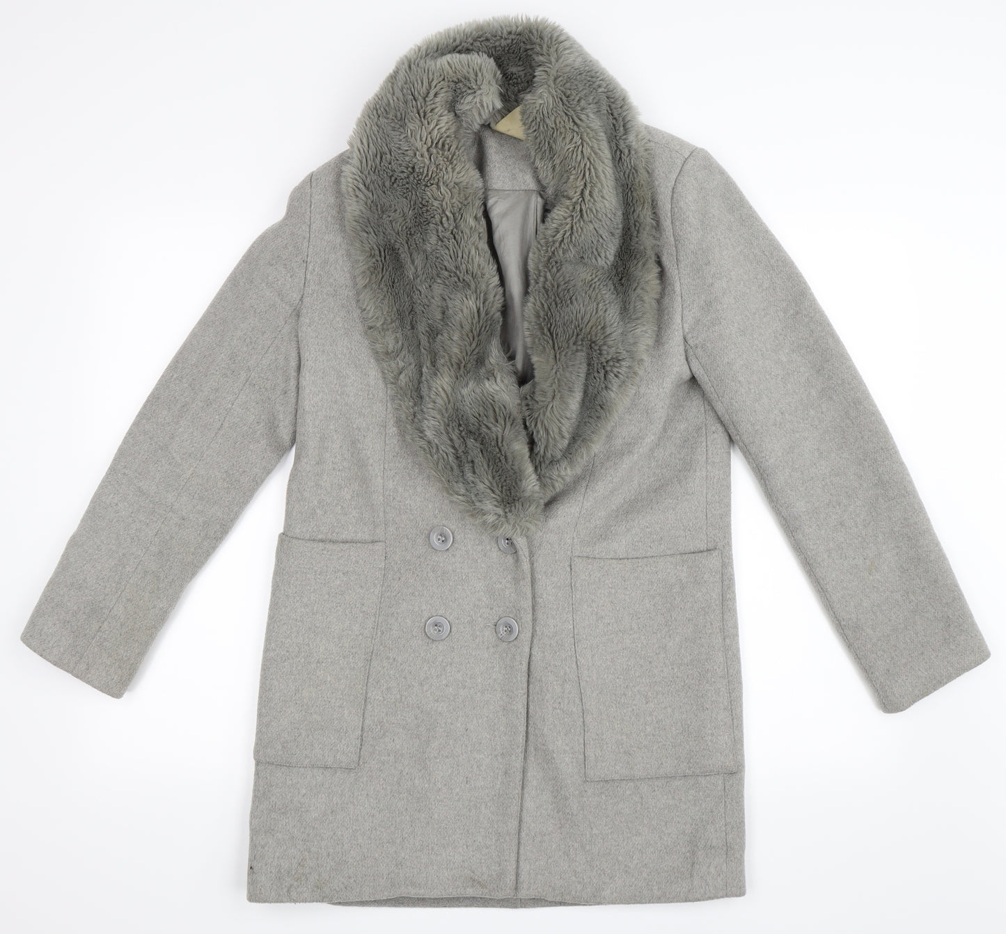FOREVER 21 Womens Grey   Trench Coat Coat Size S
