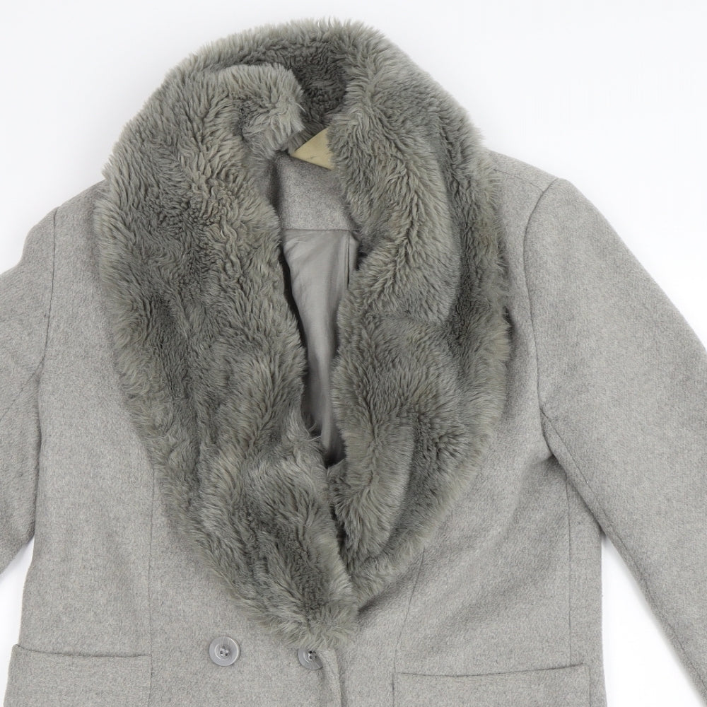 FOREVER 21 Womens Grey   Trench Coat Coat Size S