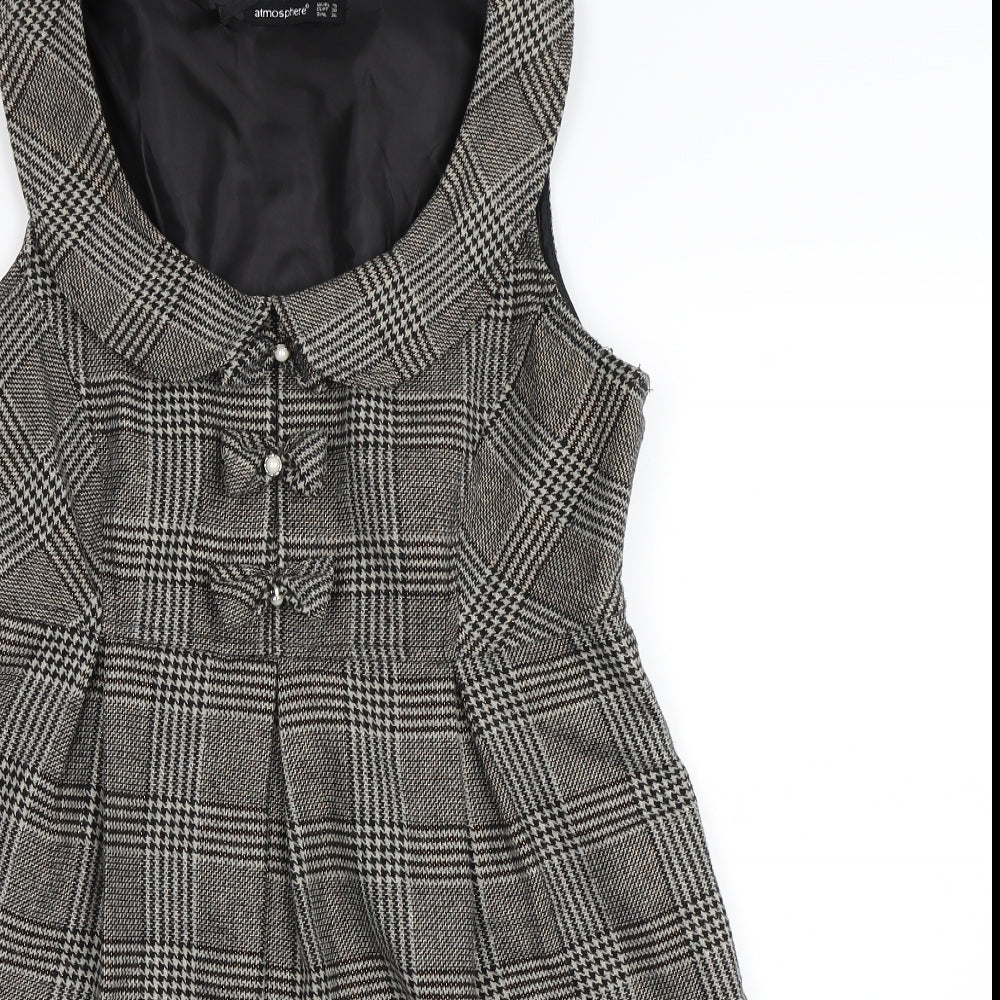 Primark Womens Brown Check  Pinafore/Dungaree Dress  Size 10