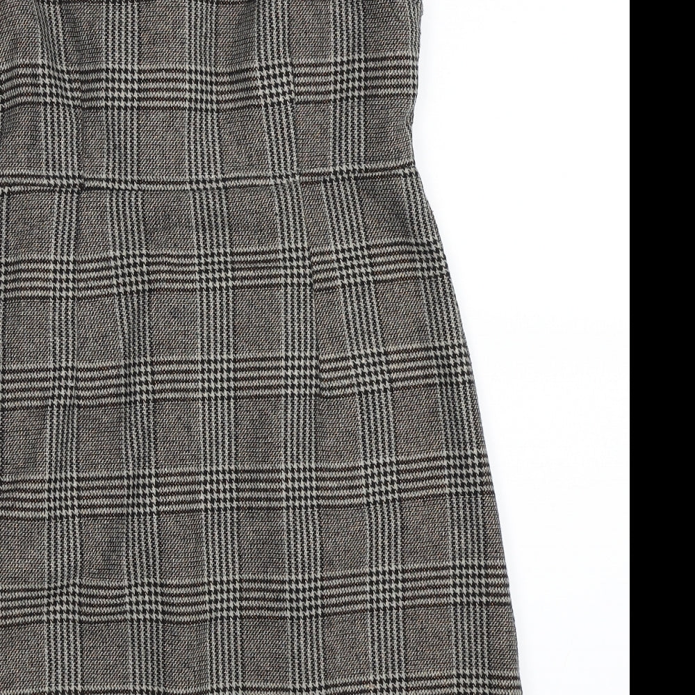 Primark Womens Brown Check  Pinafore/Dungaree Dress  Size 10