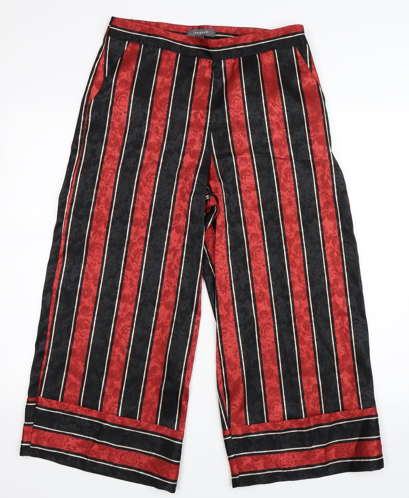 Primark Womens Red Striped  Cropped Trousers Size 12 L23 in
