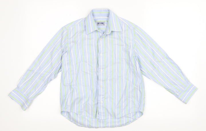 Bus Stop Boys Blue Striped Basic Button-Up Size 8 Years