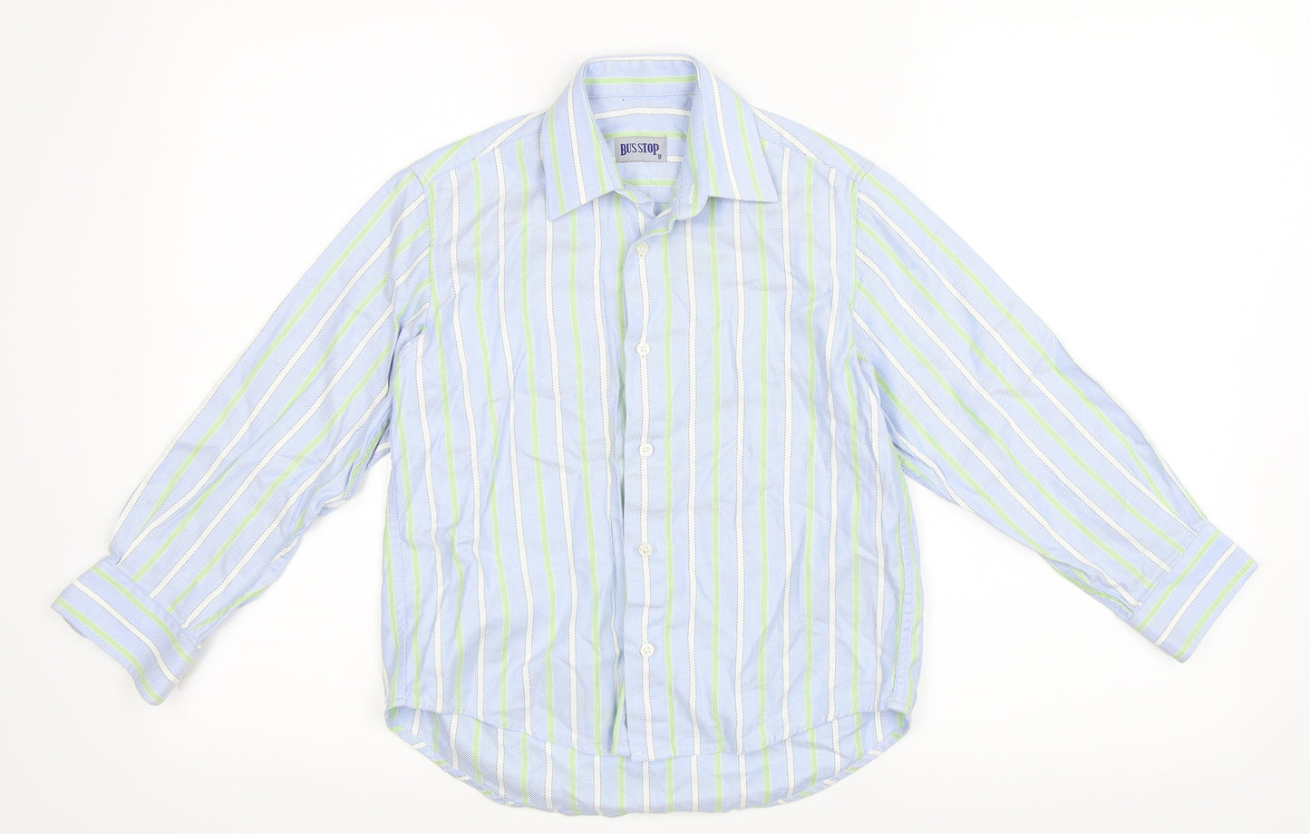 Bus Stop Boys Blue Striped  Basic Button-Up Size 8 Years