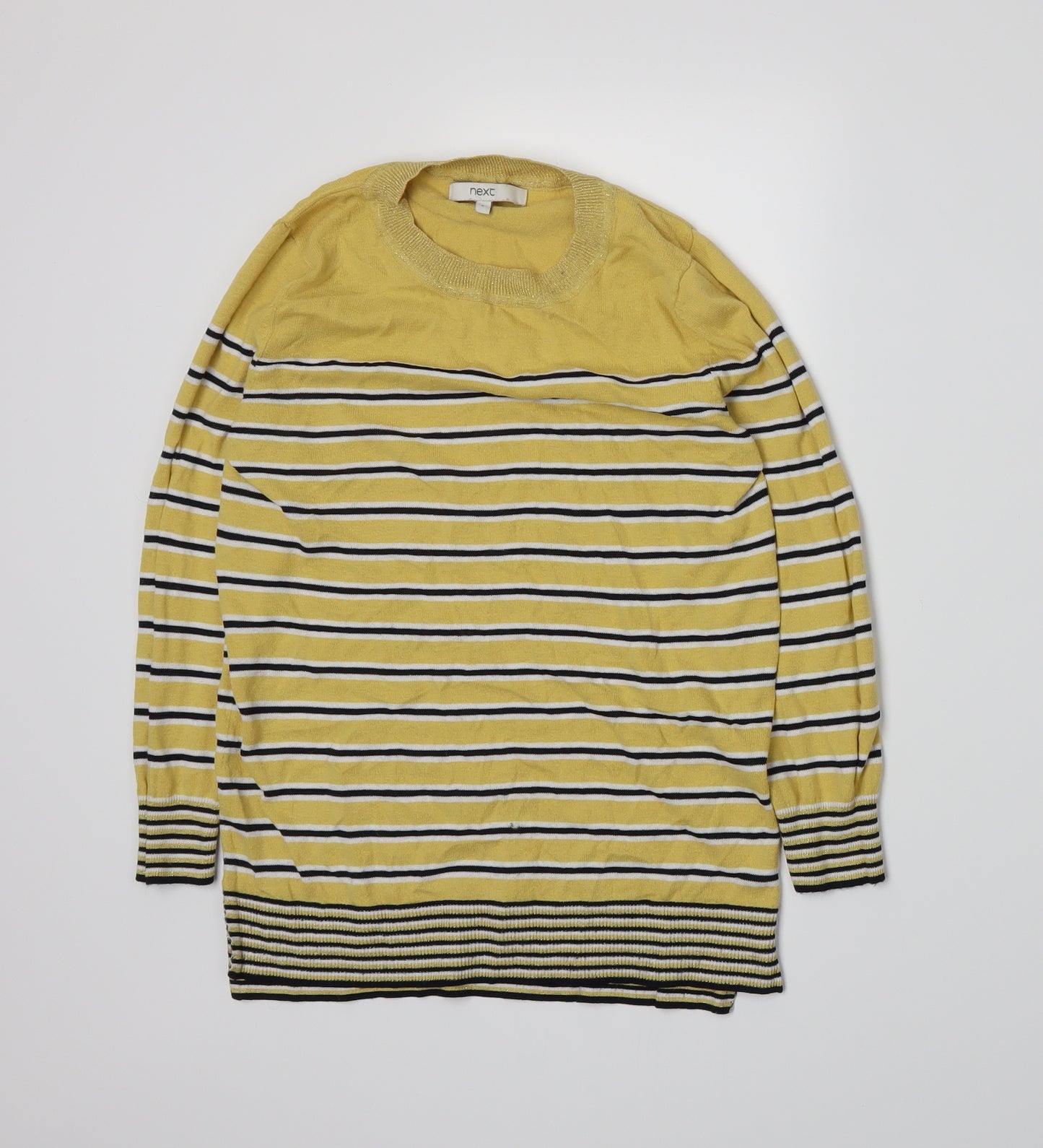 NEXT Womens Yellow Striped Knit Pullover Jumper Size 8