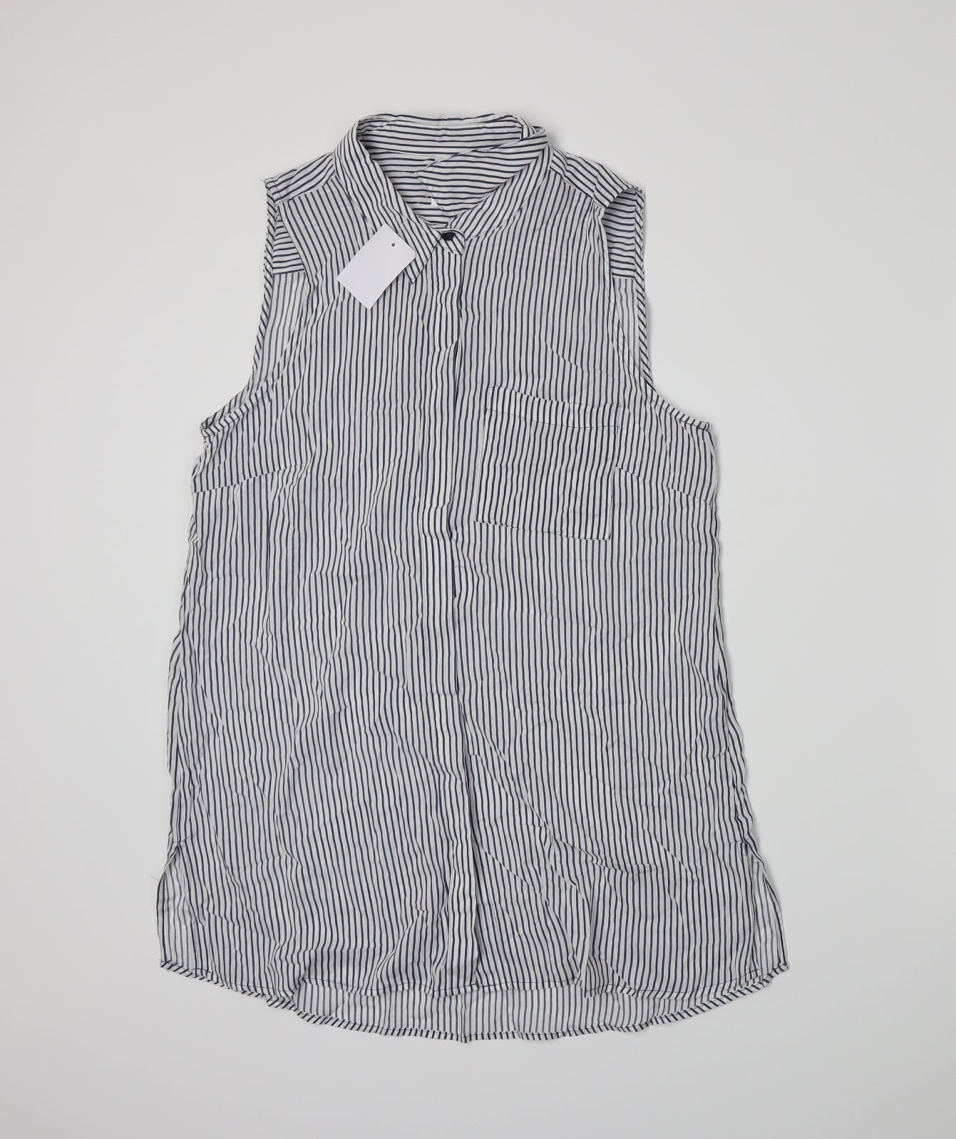 Clothing Co Womens White Striped  Basic Button-Up Size 12
