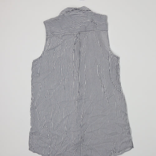 Clothing Co Womens White Striped  Basic Button-Up Size 12