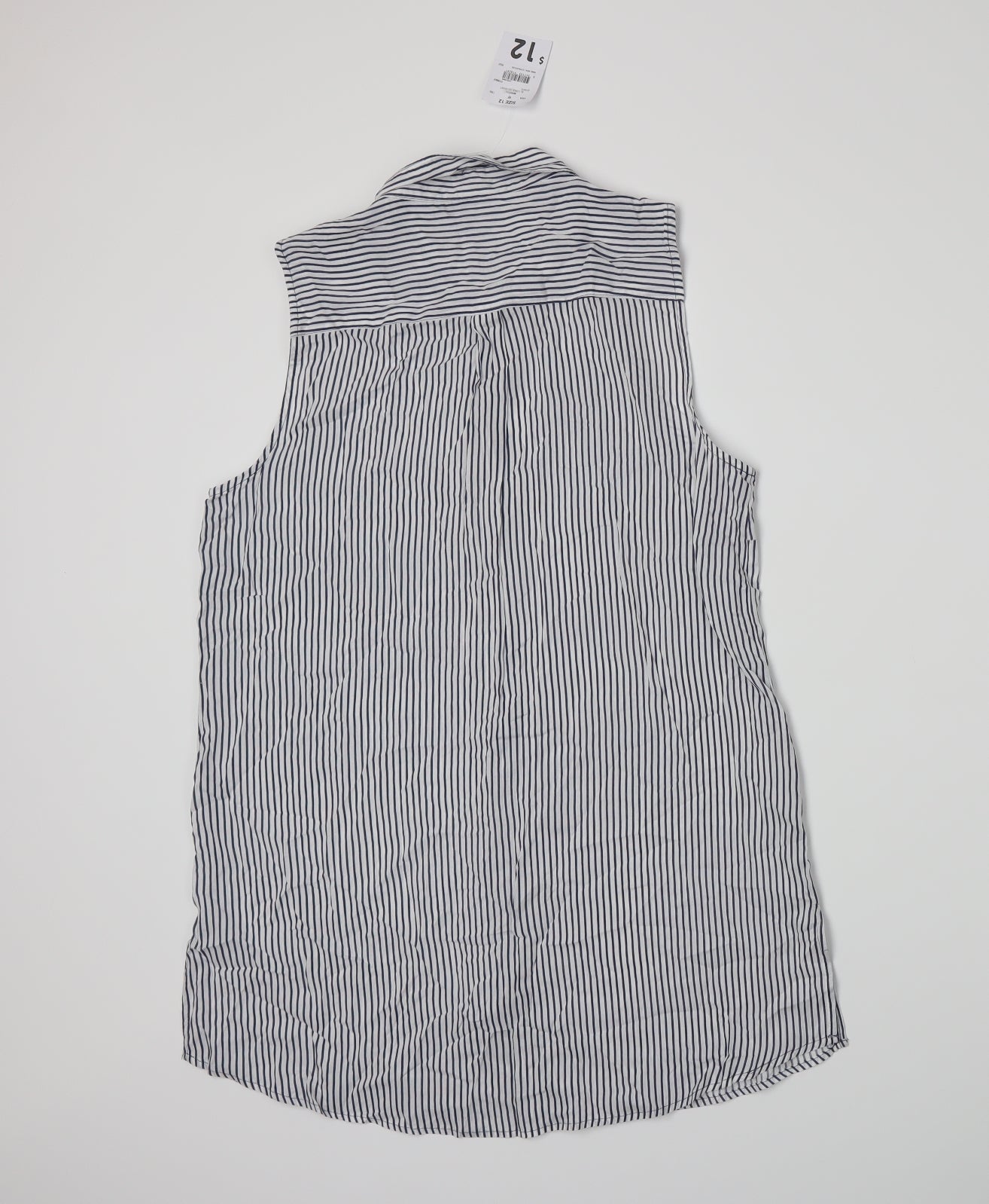 Clothing Co Womens White Striped  Basic Button-Up Size 12