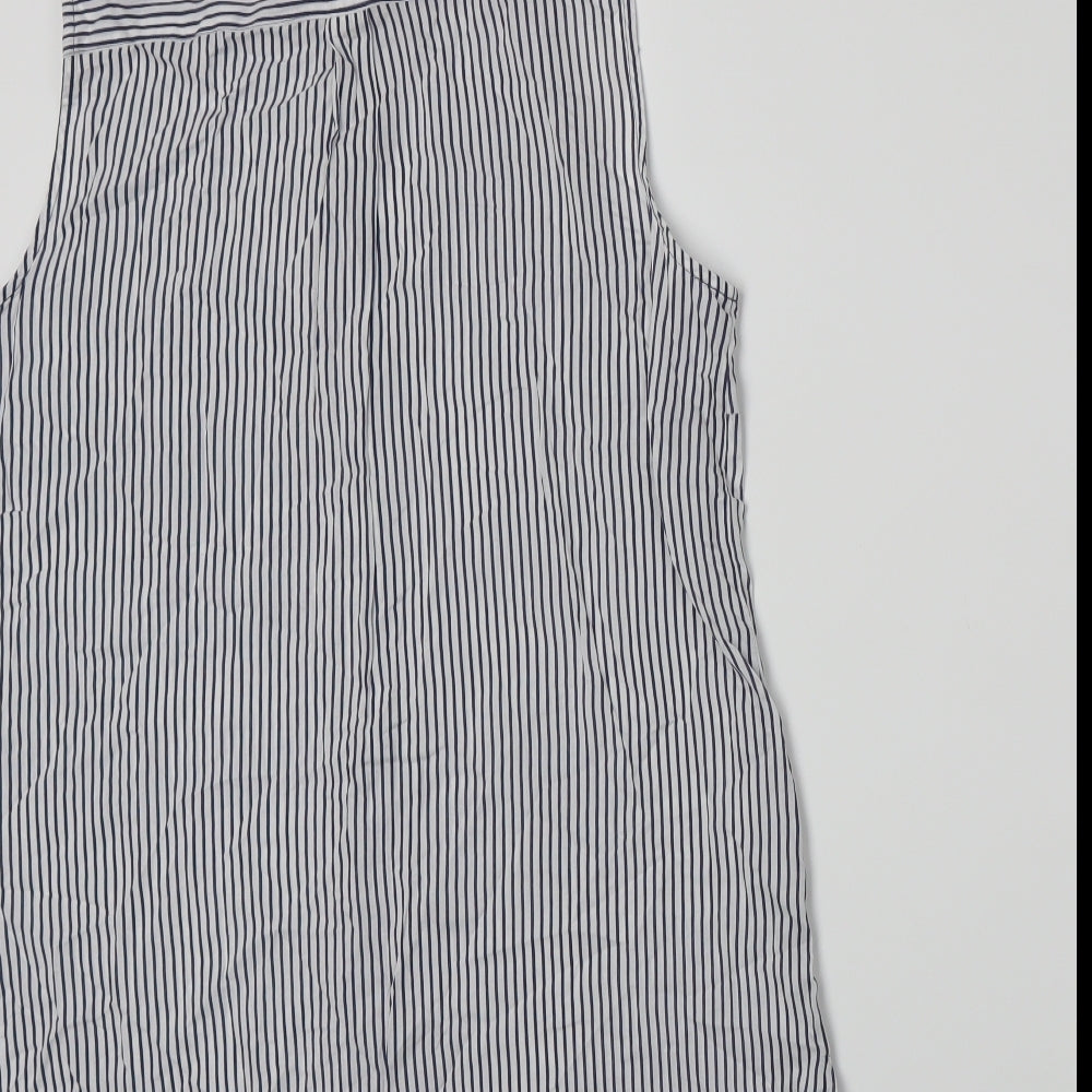 Clothing Co Womens White Striped  Basic Button-Up Size 12