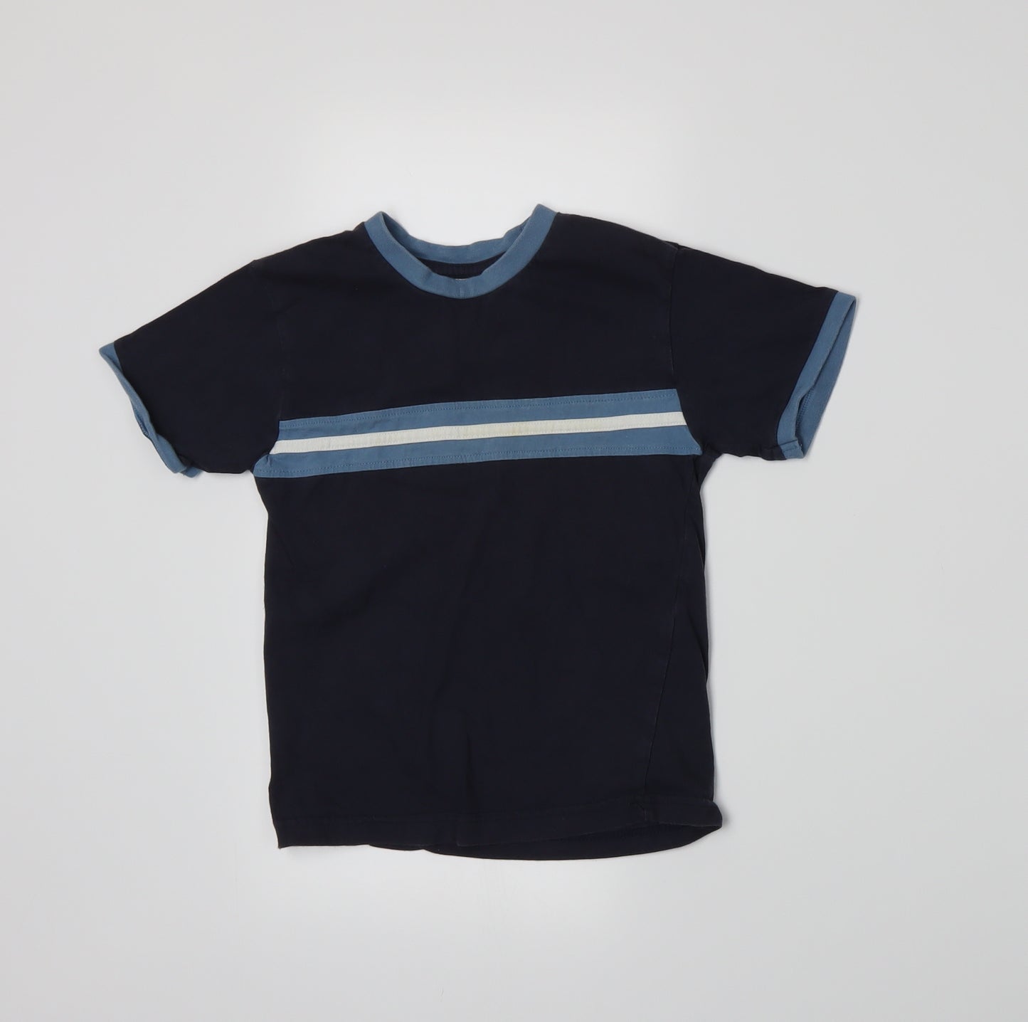 BHS Boys Blue Striped Jersey Basic T-Shirt Size 5 Years