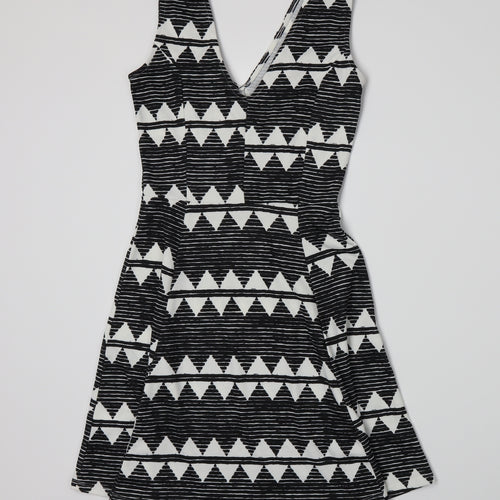 H&M` Womens Black Striped  A-Line  Size XS