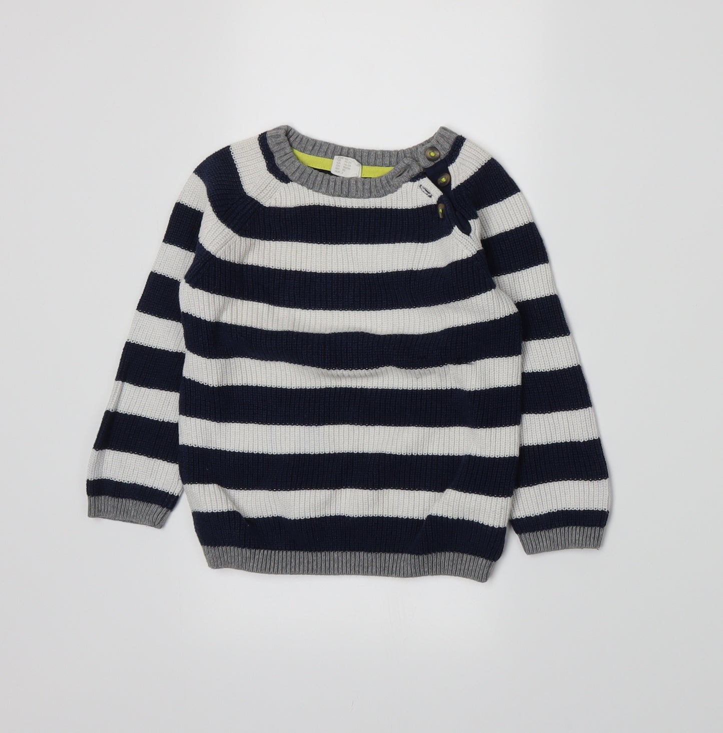 H&M Boys Blue Striped  Pullover Jumper Size 18-24 Months