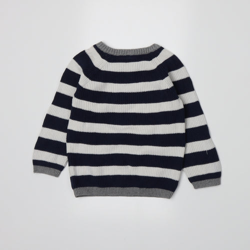 H&M Boys Blue Striped  Pullover Jumper Size 18-24 Months