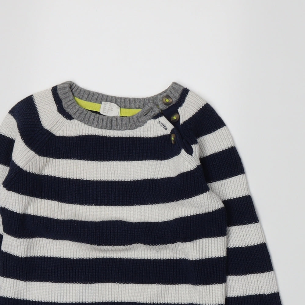 H&M Boys Blue Striped  Pullover Jumper Size 18-24 Months