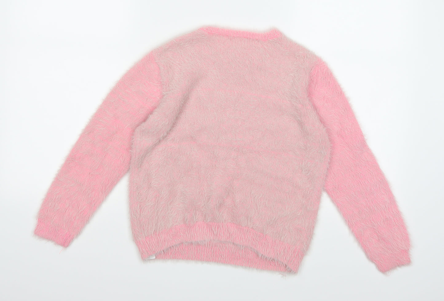 F&F Girls Pink  Knit Pullover Jumper Size 7-8 Years