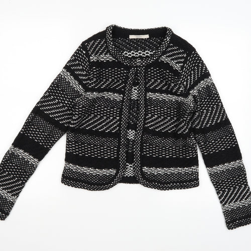 George Womens Black Geometric Knit Cardigan Jumper Size 8