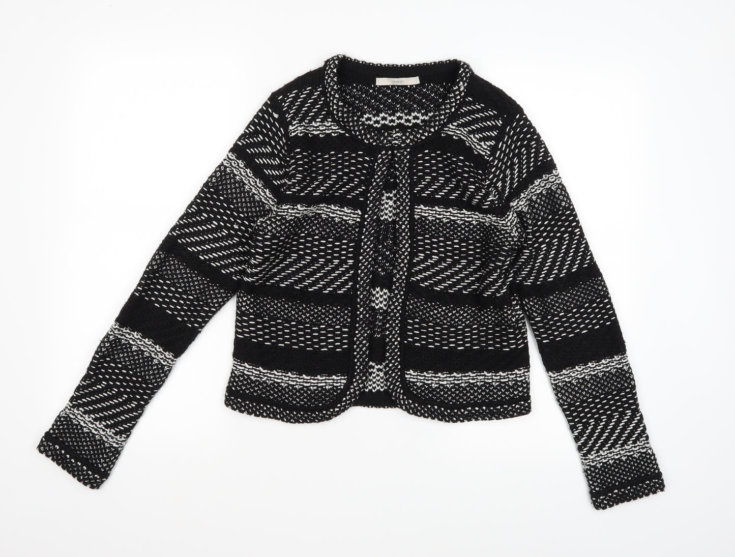 George Womens Black Geometric Knit Cardigan Jumper Size 8