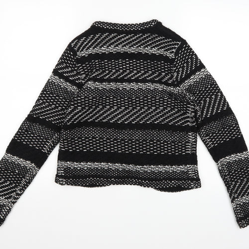 George Womens Black Geometric Knit Cardigan Jumper Size 8
