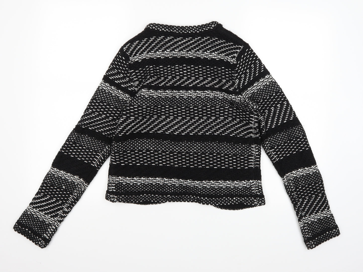 George Womens Black Geometric Knit Cardigan Jumper Size 8