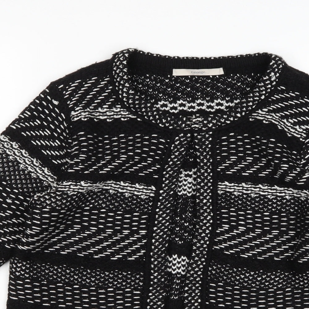 George Womens Black Geometric Knit Cardigan Jumper Size 8